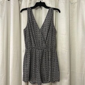 Navy and white pattern romper